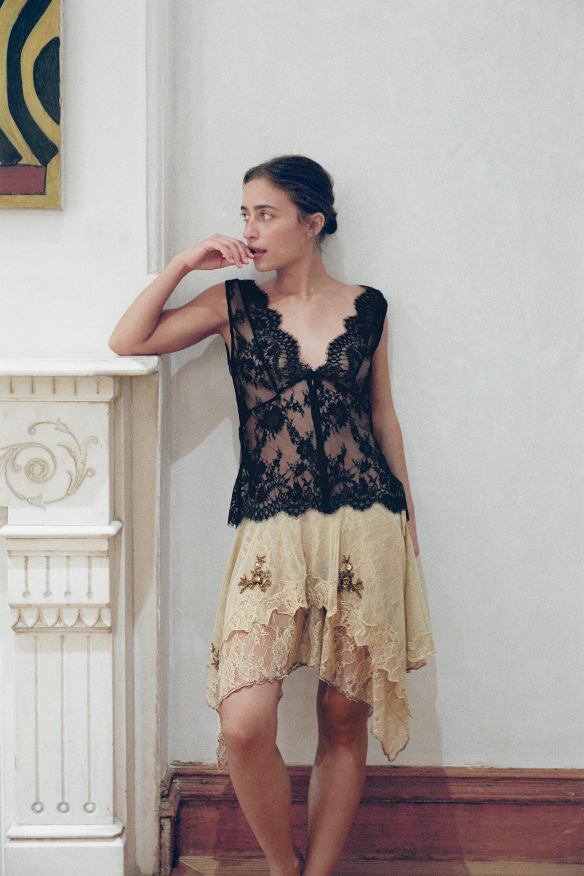 ASYMMETRIC SEQUIN TULLE SKIRT